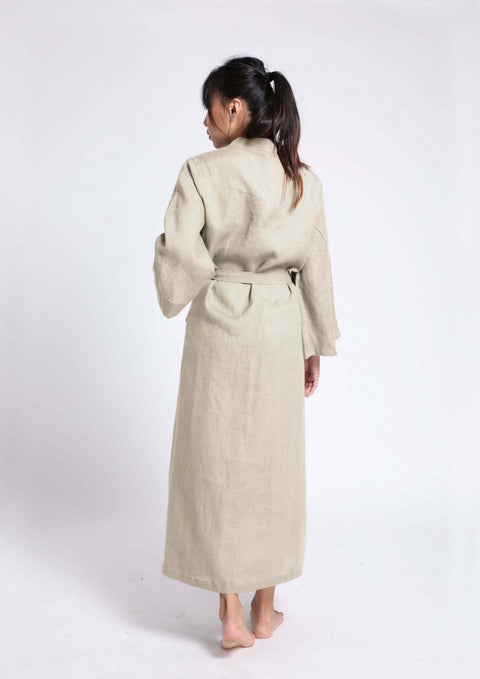 Linen Robe- Beige ( Free Size)
